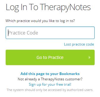 therapy notes login